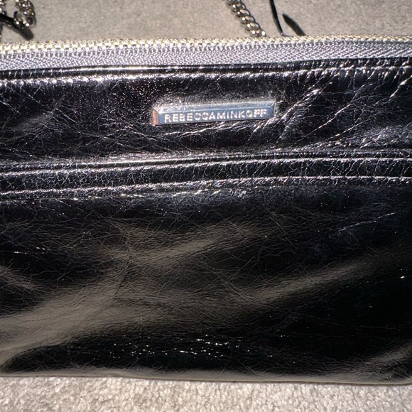REBECCA MINKOFF LEATHER PURSE BLACK CLUTCH CROSSBODY SHOULDER BAG STUDDED - Picture 11 of 11